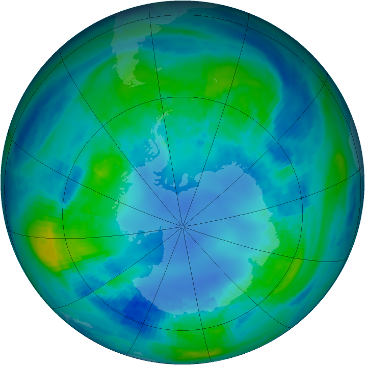 Antarctic ozone map for 25 April 2001